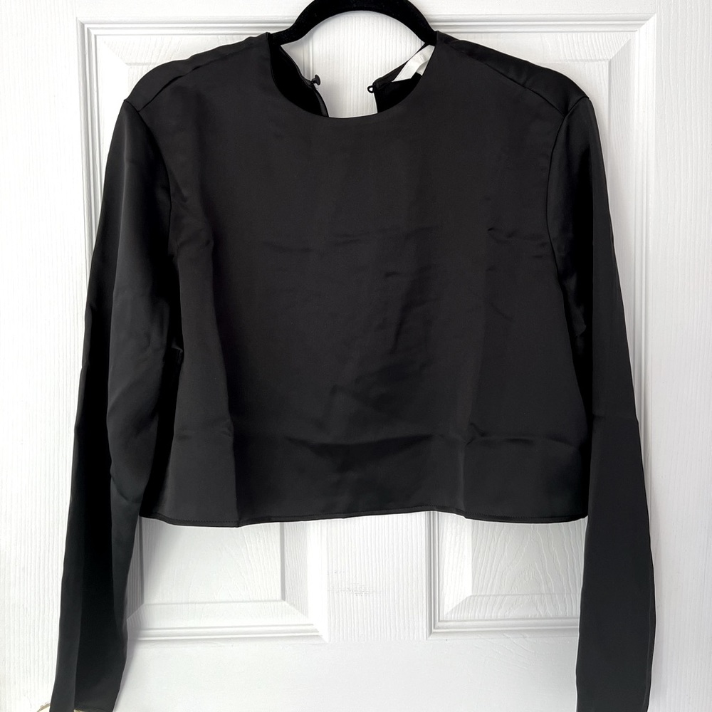 Satin black crop top- Never worn brand new (size: S)
